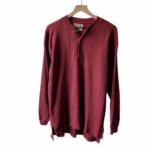 vintage cardinal red waffle knit henley